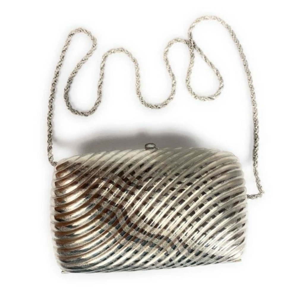 LISETTE Vintage Silver Metallic Clutch